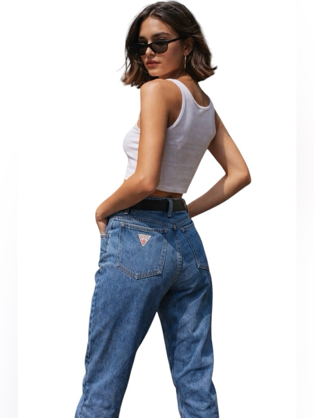 Vintage Guess USA 90’s Triangle Logo High Rise Tapered Ankle Zipper Jeans Sz 29 - Picture 14 of 14